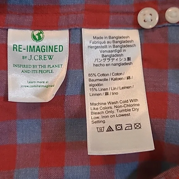 j.crew Men's Red and Blue Checkered Shirt - Picture 4 of 8